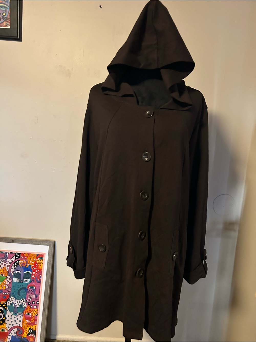 Christian Siriano Hooded Button-Front Trench Coat in Dark Brown